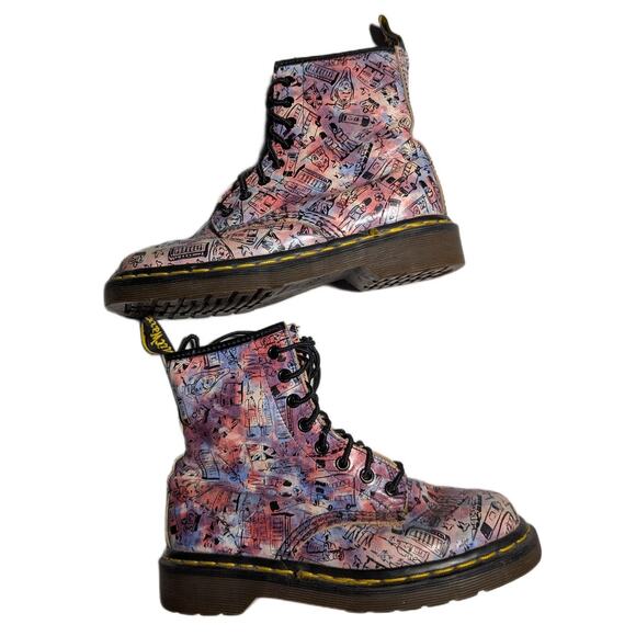Vtg 1990s Dr. Martens Made in England 1460 Pink London Icon Boots UK 4 US 6 - Picture 1 of 6